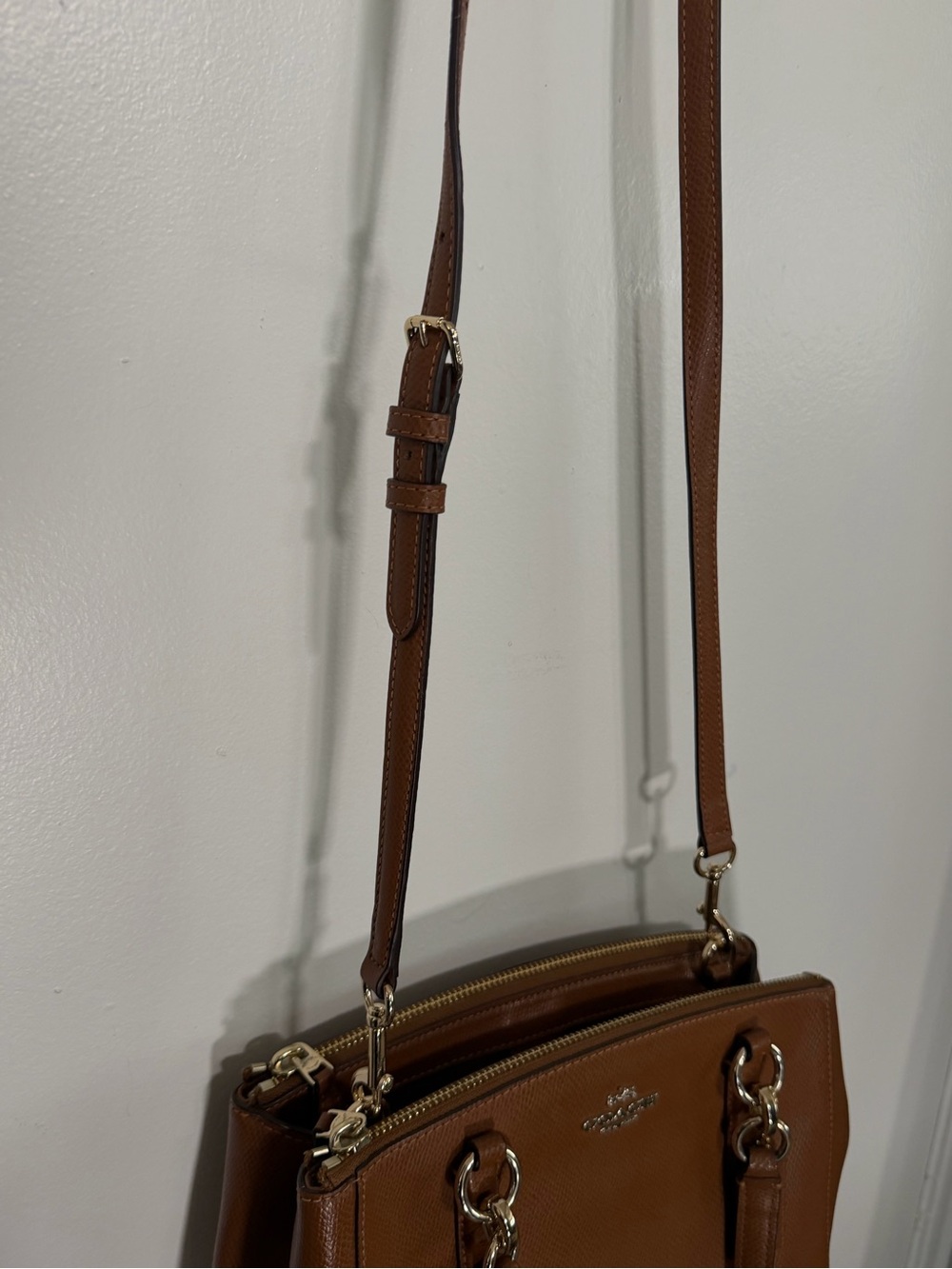 Coach Tan Pebbled Leather Tote with Gold Hardware - Picture 6 of 10